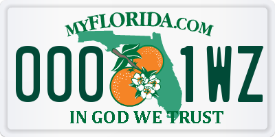 FL license plate 0001WZ