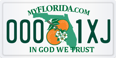 FL license plate 0001XJ