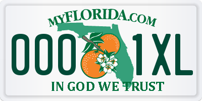 FL license plate 0001XL