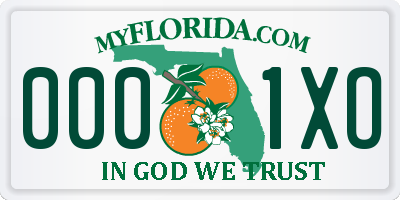 FL license plate 0001XO