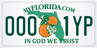 FL license plate 0001YP