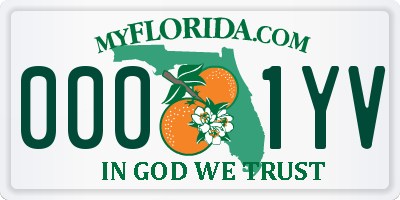 FL license plate 0001YV