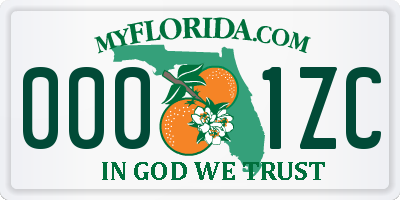 FL license plate 0001ZC