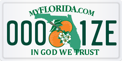 FL license plate 0001ZE