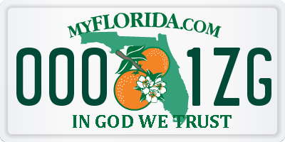 FL license plate 0001ZG