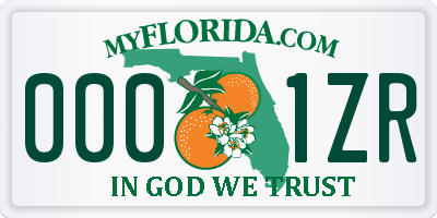 FL license plate 0001ZR