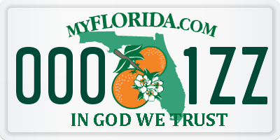 FL license plate 0001ZZ