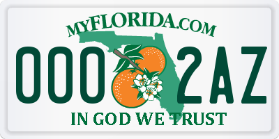 FL license plate 0002AZ