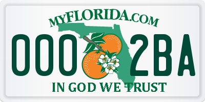 FL license plate 0002BA