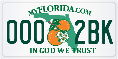 FL license plate 0002BK
