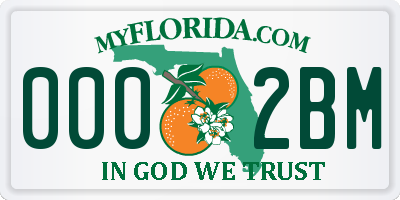 FL license plate 0002BM