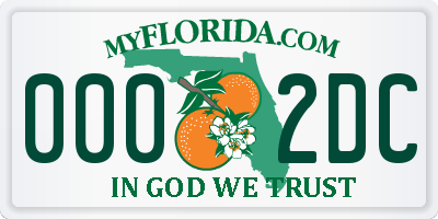 FL license plate 0002DC