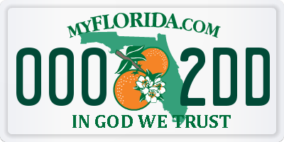 FL license plate 0002DD