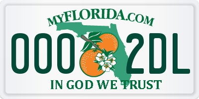 FL license plate 0002DL