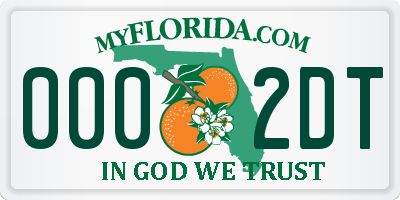 FL license plate 0002DT