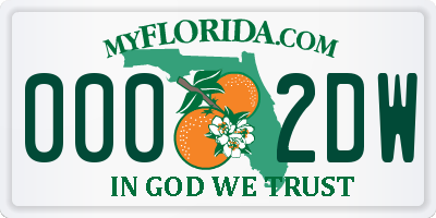FL license plate 0002DW