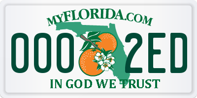 FL license plate 0002ED