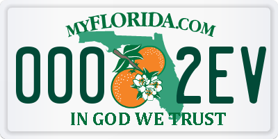 FL license plate 0002EV