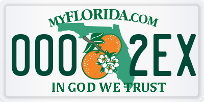 FL license plate 0002EX