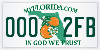 FL license plate 0002FB