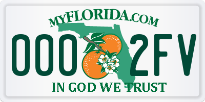 FL license plate 0002FV