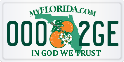 FL license plate 0002GE