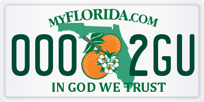 FL license plate 0002GU