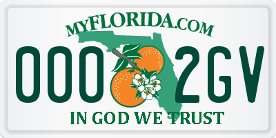 FL license plate 0002GV