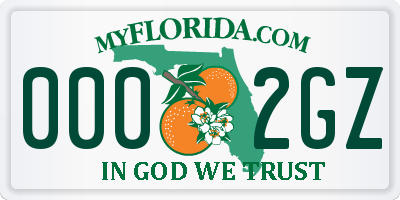 FL license plate 0002GZ