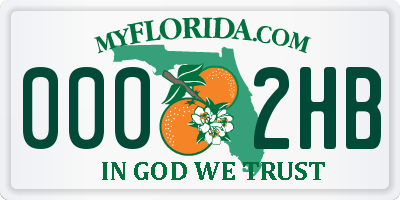 FL license plate 0002HB