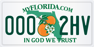 FL license plate 0002HV