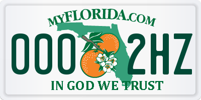 FL license plate 0002HZ