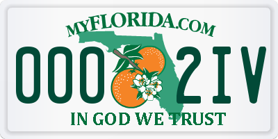 FL license plate 0002IV