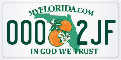 FL license plate 0002JF