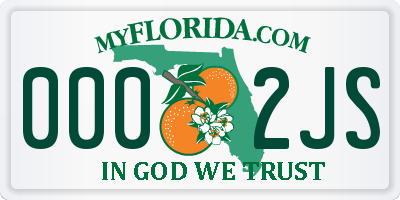 FL license plate 0002JS
