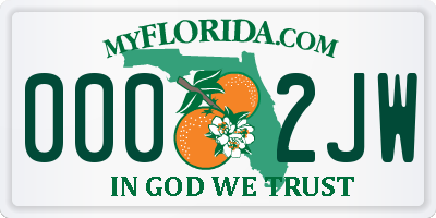 FL license plate 0002JW