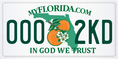 FL license plate 0002KD