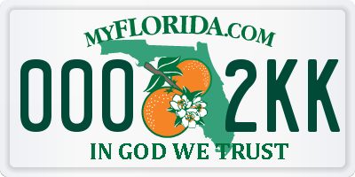 FL license plate 0002KK