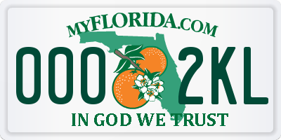 FL license plate 0002KL