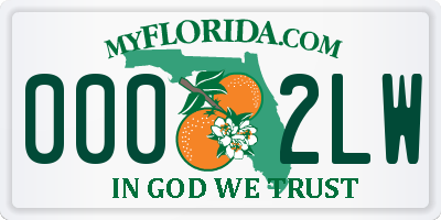 FL license plate 0002LW
