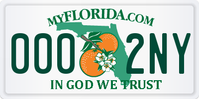 FL license plate 0002NY