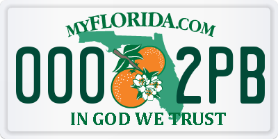 FL license plate 0002PB