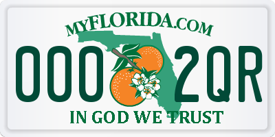 FL license plate 0002QR