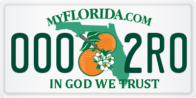 FL license plate 0002RO