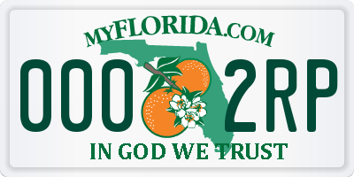 FL license plate 0002RP