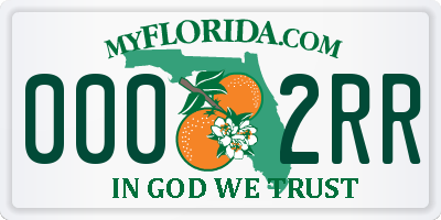FL license plate 0002RR