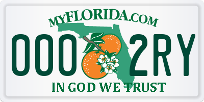 FL license plate 0002RY