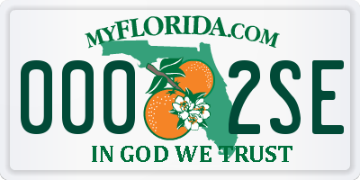 FL license plate 0002SE