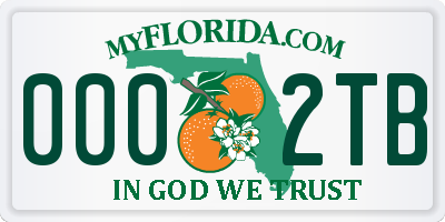 FL license plate 0002TB