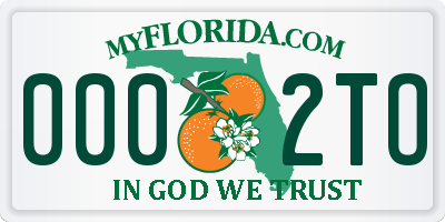 FL license plate 0002TO